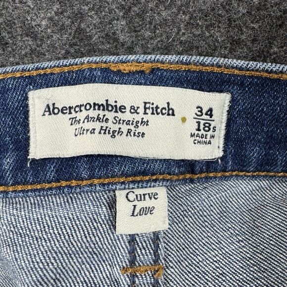 Abercrombie & Fitch The Ankle Straight Jeans Women’s 34 18S Blue Curve Love - Picture 3 of 10